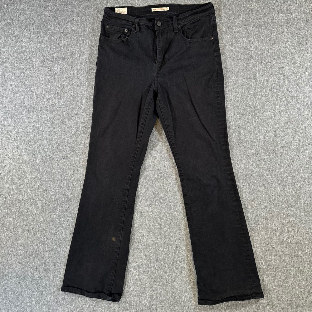 Levis 725 High Rise Bootcut Jeans Womens 31 Black Denim Pants Stretch Premium